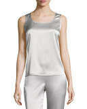 Liquid Satin Scoop-Neck Tank, Platinum