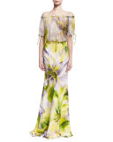 Floral Off-the-Shoulder Blouse, Lilac/Multicolor