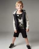 Poul Hooded Quilted Utility Vest, Black, Size 3T-12