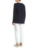 Ribbed V-Neck Merino/Cashmere Sweater