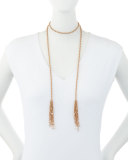 Sloan Long Tassel Necklace, Pink Metallic