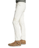 Eastham Slim-Fit Moto Jeans, Natural White