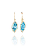 18K Leaf Blue Topaz Earrings with Diamonds