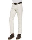 Four-Pocket Cotton-Stretch Jeans, White