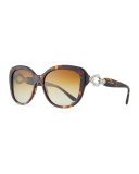 Square Gradient Polarized Sunglasses, Tortoise