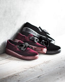 Bow Velvet Skate Sneaker, Maroon