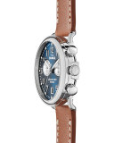 41mm Runwell Chronograph Watch, Midnight Blue/Tan