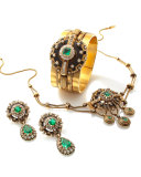 Estate Victorian Emerald & Diamond 5-Section Bangle