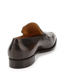 Massai Calf Leather Loafer with Old Black Patina, Tan
