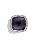 Albion Ring with Black Orchid and Diamonds, Size 6