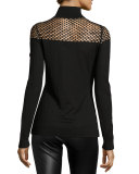Jules Fishnet-Yoke Sweater, Black