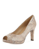 Logoplainfield Snake-Print Pump, Mushroom Crystal