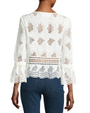 Pollen Lace V-Neck Top, Ivory