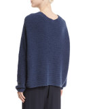 Oversized Textured Crewneck Pullover