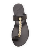 Melpomeni Toe-Ring Sandal, Black/Gold