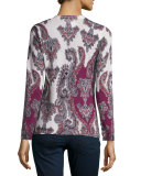 Superfine Imperial Paisley Cashmere Cardigan, Magenta Multi