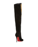 Siegfridalta Strappy 100mm Red Sole Over-the-Knee Boot, Black/Mekong