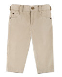Straight-Leg Cotton Corduroy Pants, Beige, Size 12M-4