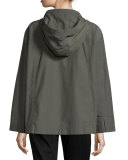 Hooded Zip-Front Jacket W/Stand Collar 
