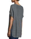 Horizontal-Ribbed Sequin Cashmere Top