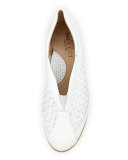 Barabel Woven Leather Slip-On Sneaker, White