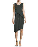 Isolde Sleeveless Draped Dress, Camouflage 