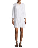 Pleated Drop-Waist Linen Dress