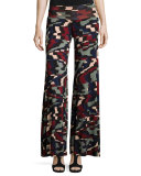 Wide-Leg Printed Jersey Pants 