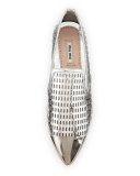 Perforated Cap-Toe Platform Sneaker, Silver (Argento)
