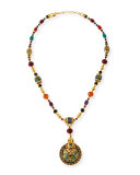 Mixed Agate, Jade & Carnelian Long Pendant Necklace