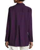 Dannell Button-Front Stretch-Cotton Blouse