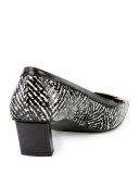 Belle Vivier Tweed-Print Pump, Black/White