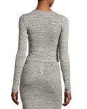 Jori V-Neck Long-Sleeve Crop Top, Gray