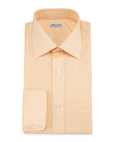 Micro-Houndstooth Barrel-Cuff Dress Shirt, Orange
