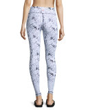 Leaf Jacquard Athletic Leggings, White