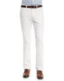 Five-Pocket Poplin Stretch Pants, White