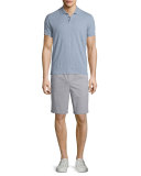 Short-Sleeve Knit Polo Shirt, Light Blue