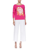 Sequined Floral Dolman-Sleeve Sweater, Petite