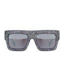 Mr. 3 AM Swarovski® Shield Sunglasses, Gray Crystal
