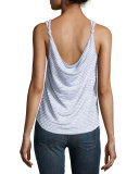 Canyon Striped Draped-Back Tank Top, White/Black