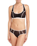 Metropolis Racerback Mesh Bralette, Black/Pink Lilly