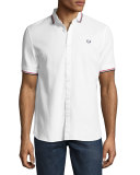 Twin-Tipped Short-Sleeve Waffle Shirt, White