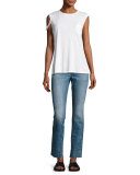 Raw-Edge Pima Jersey Tee, White