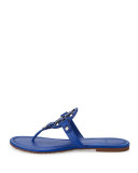 Miller Leather Logo Sandal, Blue Dahlia