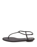 Crystal Flat Thong Sandal, Black