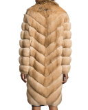 Fox-Collar Sable-Fur Coat, Tan