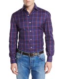 Madras Check Sport Shirt, Blue/Red
