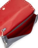Rockstud Medium Flap Wristlet Clutch Bag, Gray