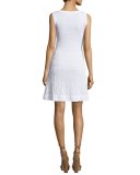 Sleeveless Solid Zigzag Knit Fit-&-Flare Dress, White