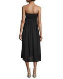 Randy Embroidered Strapless Sundress, Black